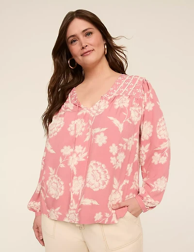 V-Neck Popover Blouse