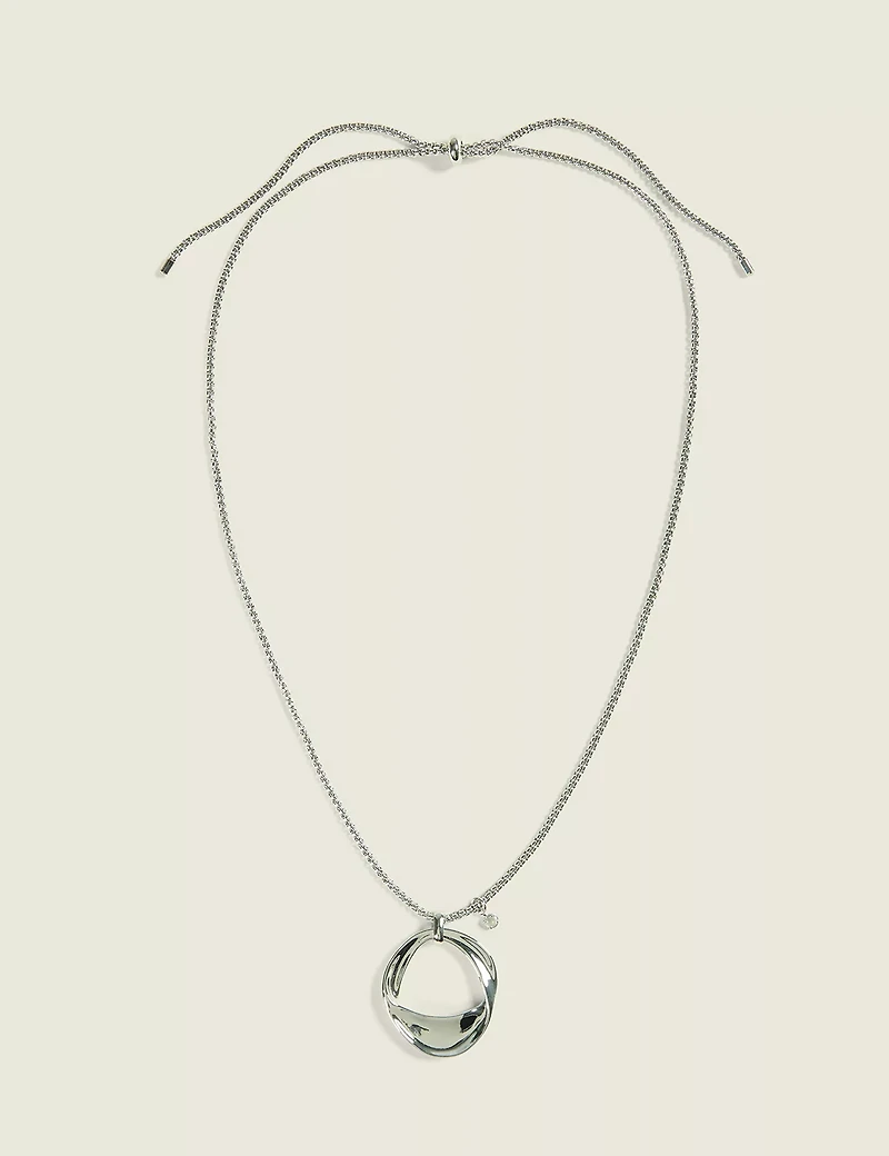 Silver Long Pendant Necklace