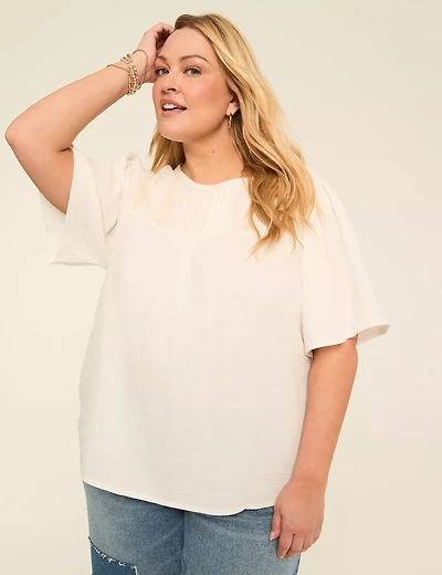 Dolman Short-Sleeve Scoop-Neck Top
