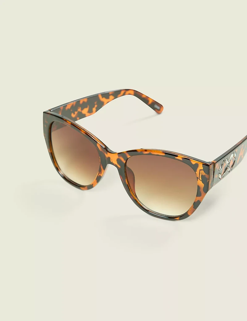 Tortoiseshell Embellished Cateye Sunglasses