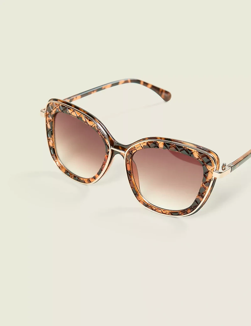 Quilted Tortoiseshell Cateye Sunglasses