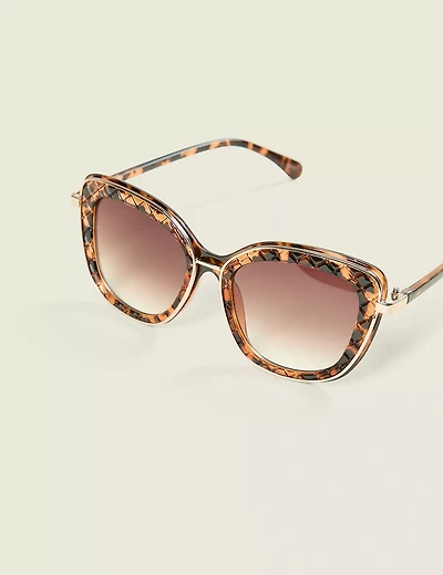Quilted Tortoiseshell Cateye Sunglasses