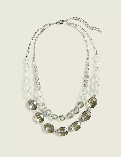 Grey Multi Row Beaded Necklace