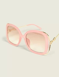 Coral Metal-Detail Cateye Sunglasses