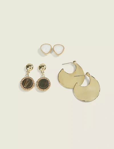 Brown Marbled Earring 3 Pack