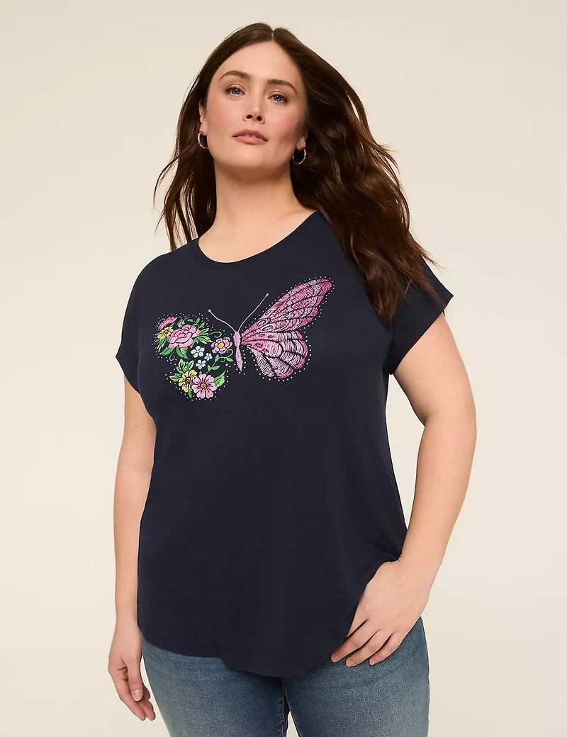 Short-Sleeve Butterfly Graphic Tee