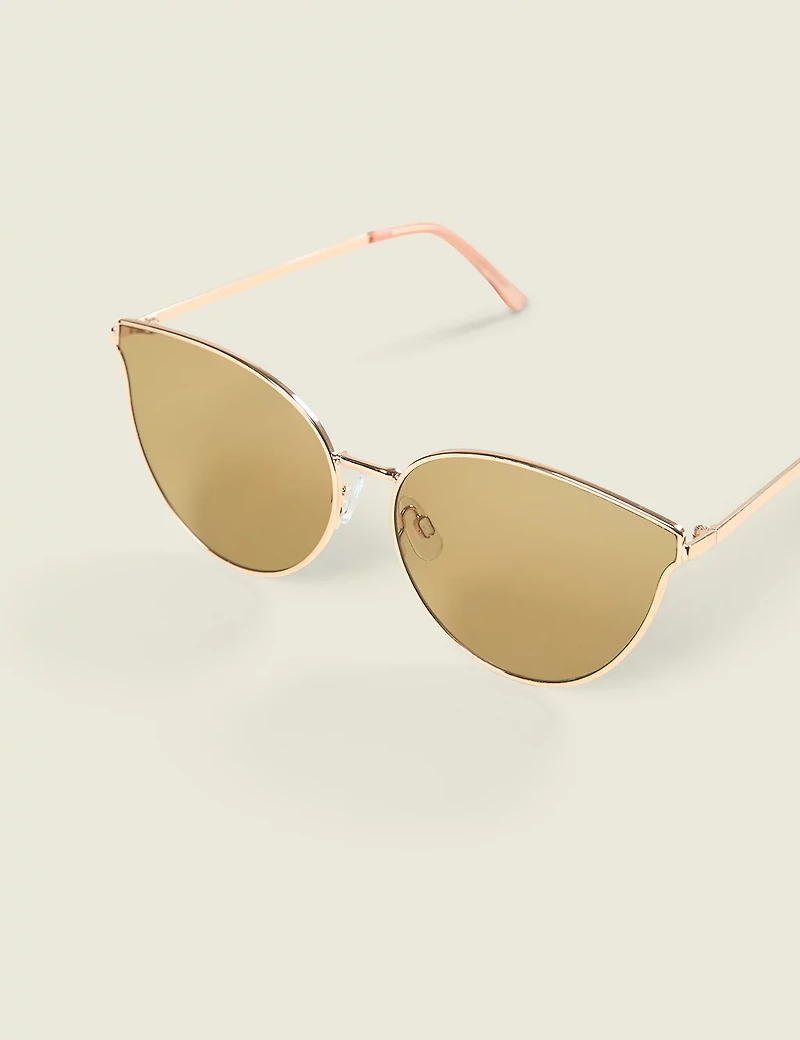 Goldtone Metal Cateye Sunglasses