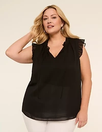 Sleeveless Split-Neck Popover Top