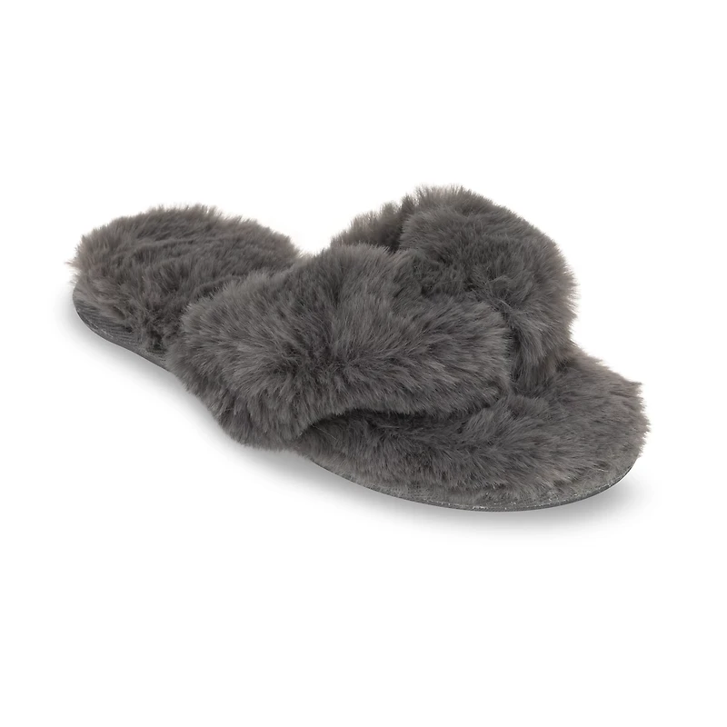 Lemon Waterfront Solid Faux-Fur Flip Flop Slipper