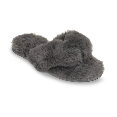 Lemon Waterfront Solid Faux-Fur Flip Flop Slipper