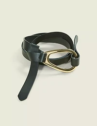 Faux-Leather Oval Tie Waist Belt