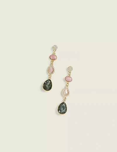 Pink Cat's Eye Imitation Stone Drop Earrings