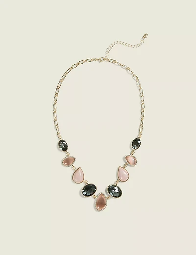 Pink Cat's Eye Imitation Stone Necklace
