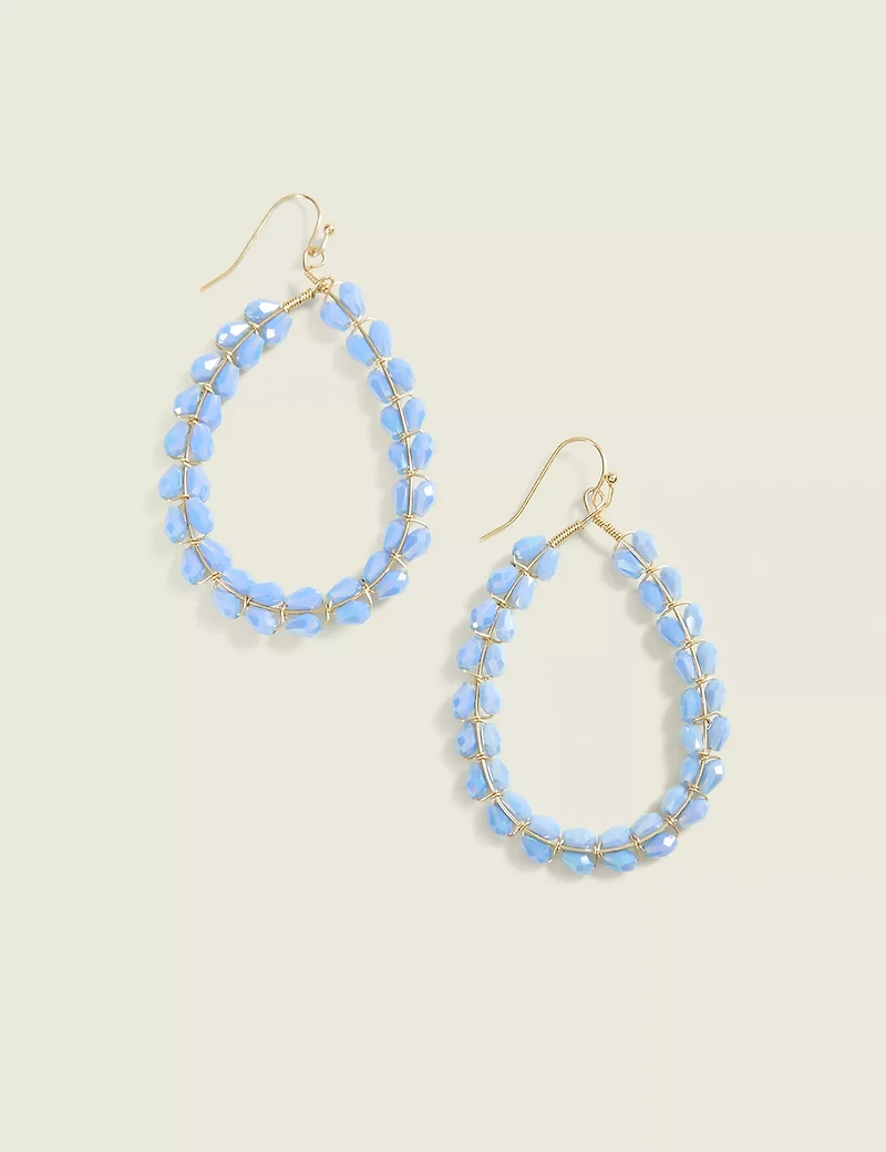 Blue Beaded Drop Earrings