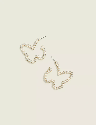 Pearl Detail Butterfly-Shaped Earrings