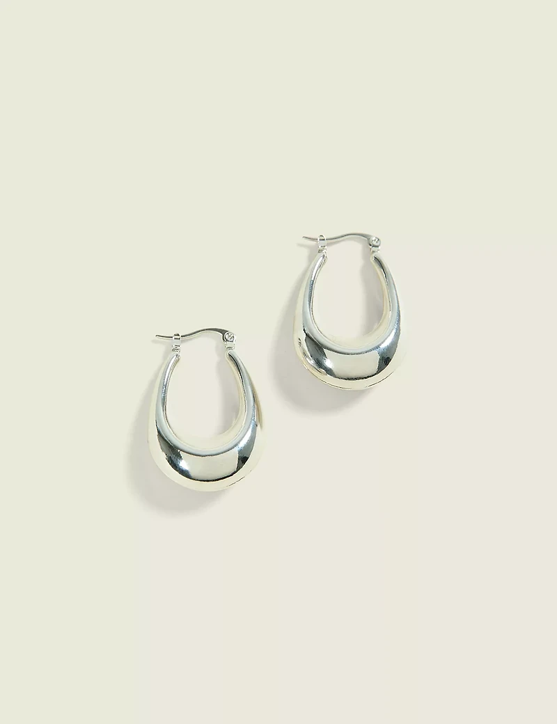 Silver Oval Hoop Earrings