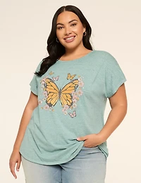 Double-Strap Back Butterfly Graphic Tee