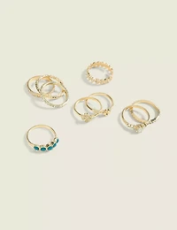 Gold & Green Gem Ring Stack
