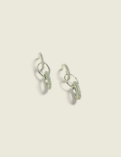 Silver Pave Chain-Linked Earrings