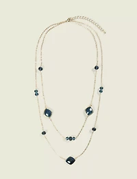 Navy Stone Multi Row Necklace