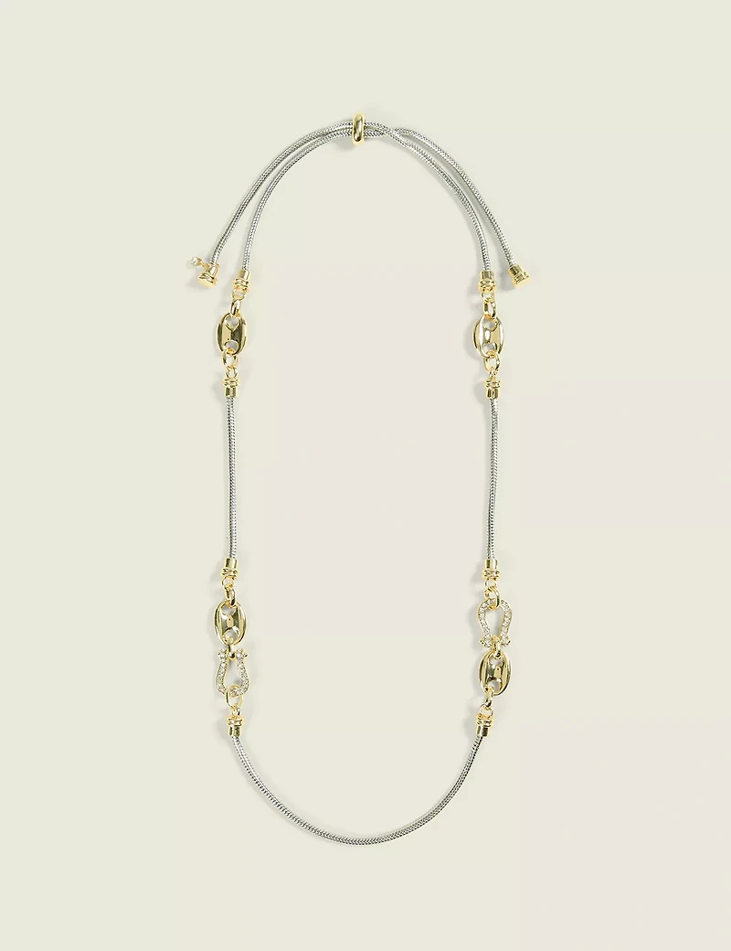 Mixed Metal Cable-Linked Necklace