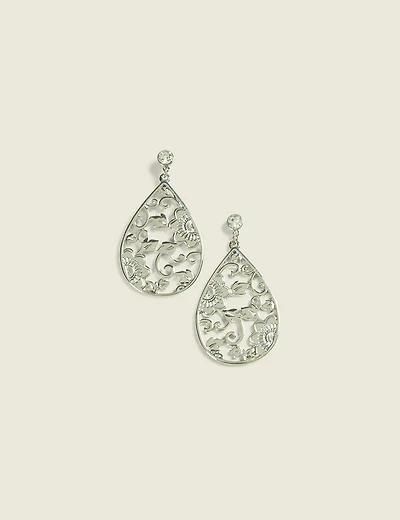 Floral Filigree Teardrop Earrings