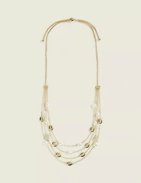 Goldtone & Pearlized Multi-Row Necklace