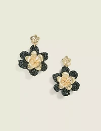 Black & Gold Flower Drop Earring