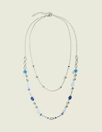 Blue Scale Beaded Multi Row Necklace