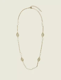 Neutral Stone & Floral Filigree Single Row Necklace