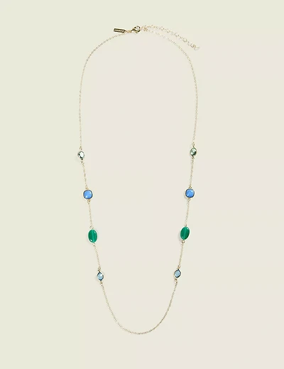Blue & Green Gemstone Single Row Ne