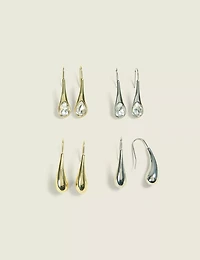 Mixed Metal Organic Drop Earrings 4-Pack