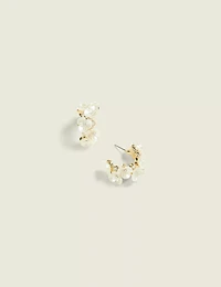Pearlized Flower Hoop Earrings