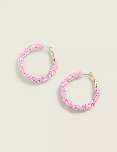 Pink Sparkle Hoop Earrring