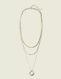 Mixed Metal Multi-Row Chain Necklace