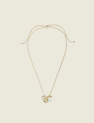 Gold Pull Chain Charm Necklace