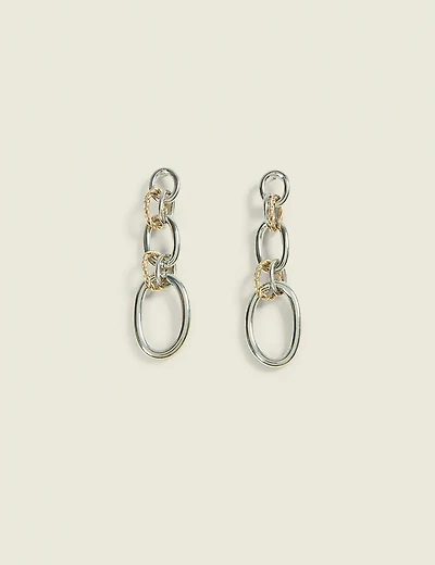 Mixed Metal Chain Link Drop Earrings