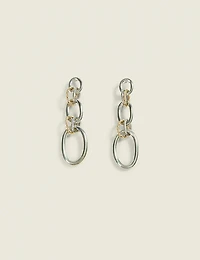 Mixed Metal Chain Link Drop Earrings