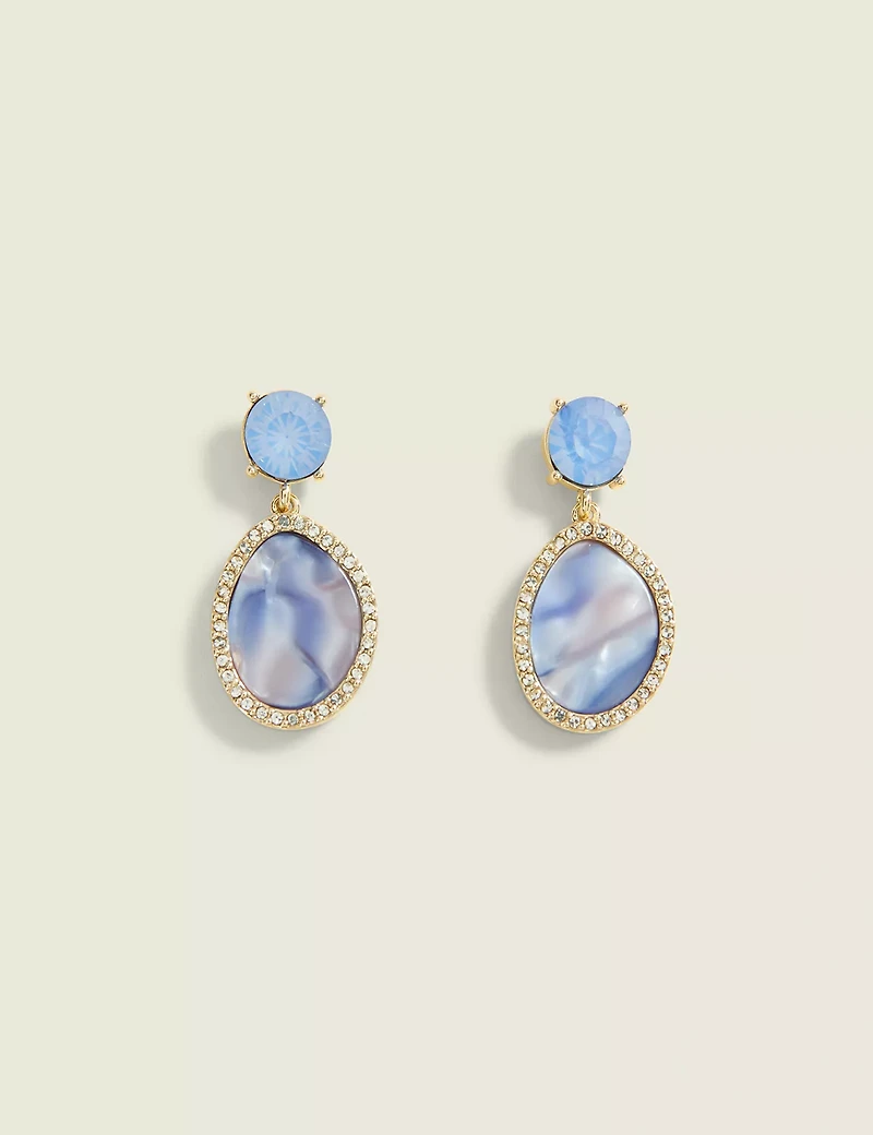Blue Marble Drop Earrings