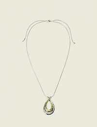 Mixed Metal Pull Chain Teardrop Pendant Necklace