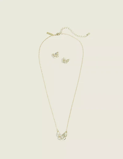 Dainty Butterfly Necklace & Earrings Set
