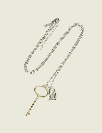 Lock & Key Long Pendant Necklace