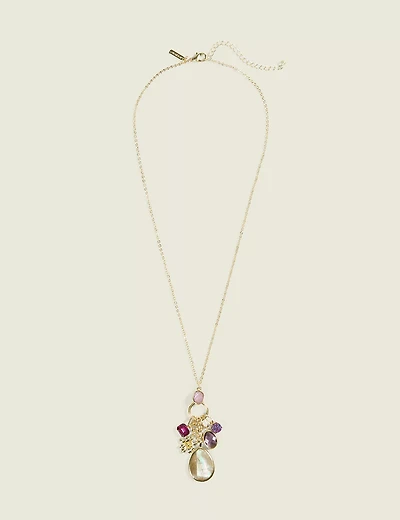 Purple Imitation Stone Charm Necklace