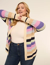 Striped Open-Front Cardigan