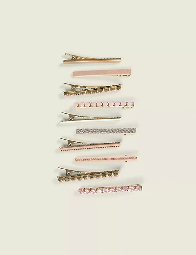 Pink Embellished Hair Clip Pack