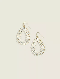 Neutral Beaded Teardrop Drop Earrings