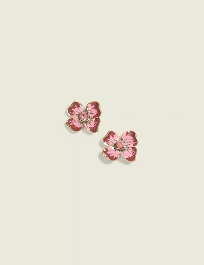 Pink Flower Stud Earrings