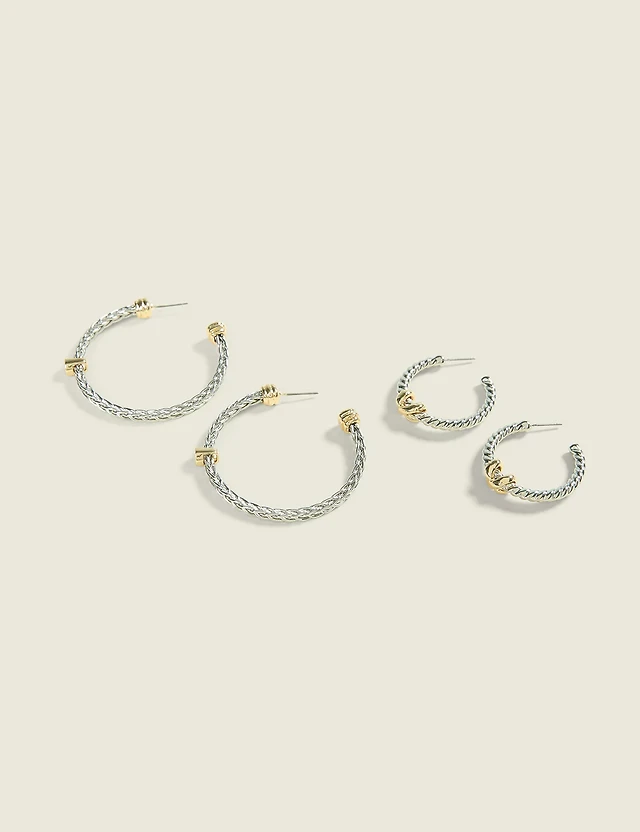 Mixed Metal Cable Earring 2 Pack