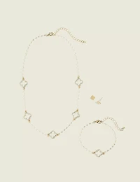 Clover 3-Piece Necklace Bracelet & Earrings Set