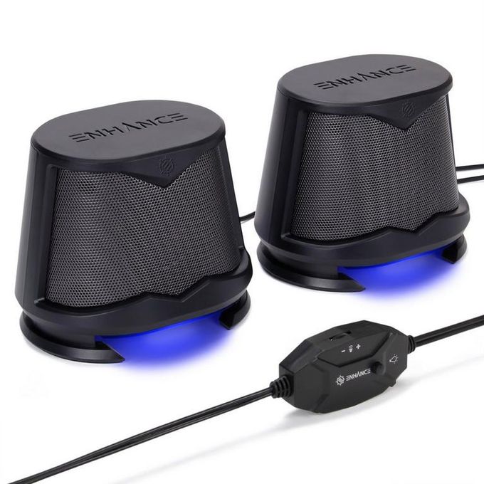 ENHANCE SB2 LED Gaming Computer Speakers Blue (GameStop)